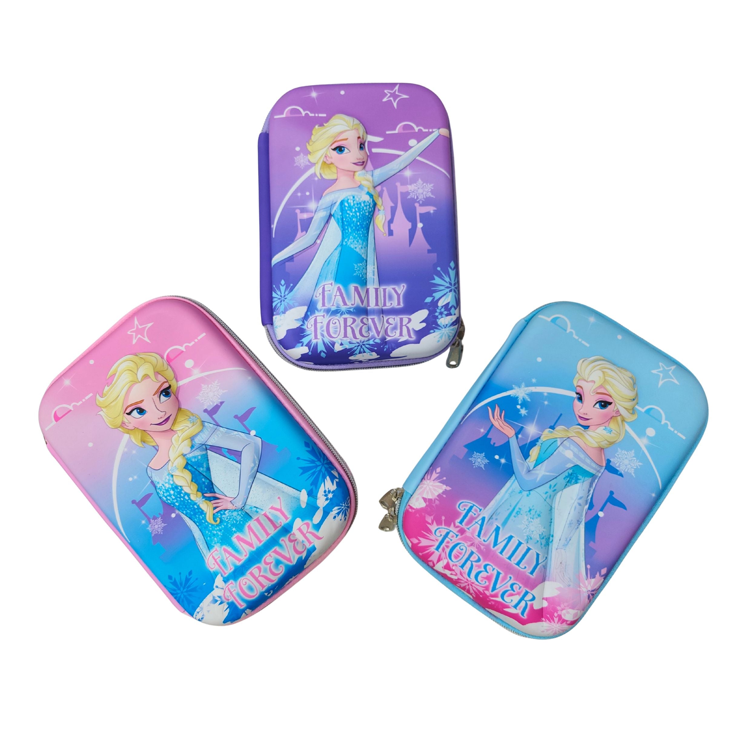 188356-3  3D Frozen Elsa Sofia Barbie Disney Princess pencil case for Kids