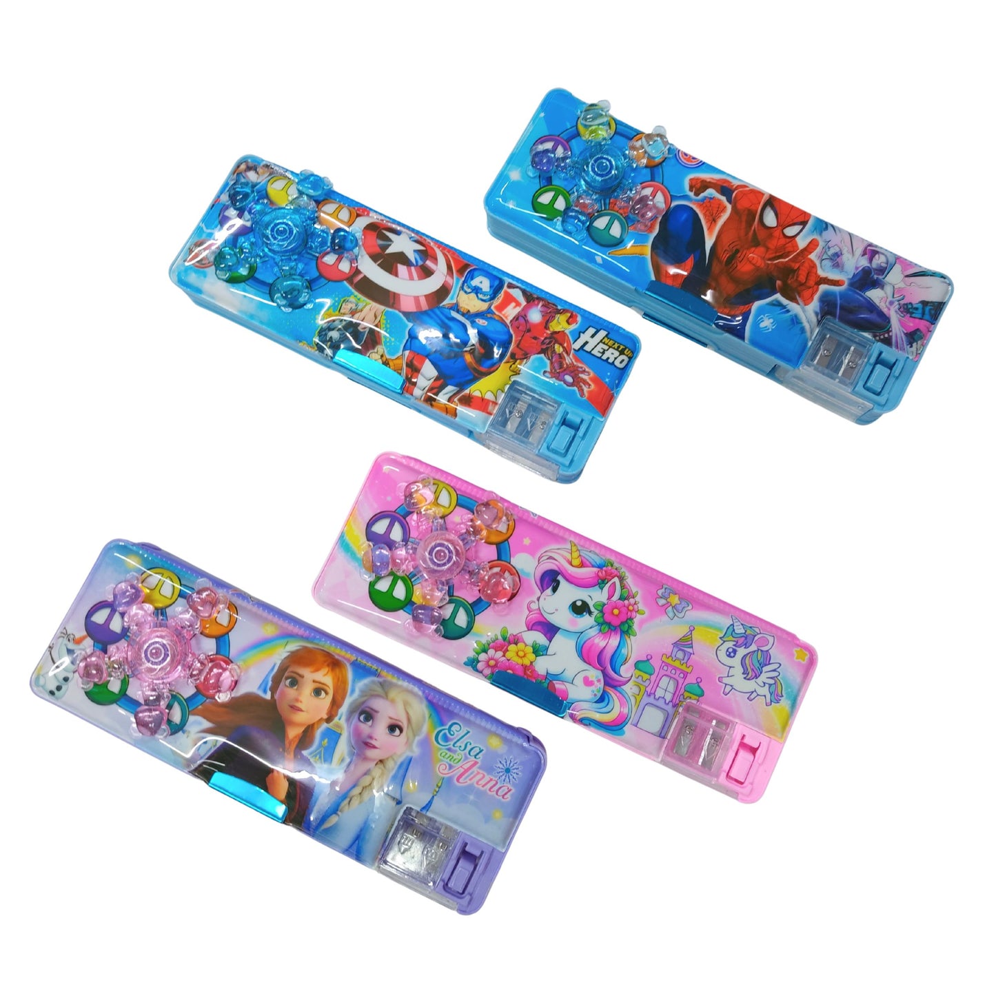 1881789 Plastic Multifunctional Lock with Spinner Pencil Box for Kids {Random Design}
