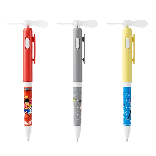 6690 2 in 1 Creative Handheld Mini Pocket Size Fan With Smooth Writing Ballpoint Pen {Random Design}