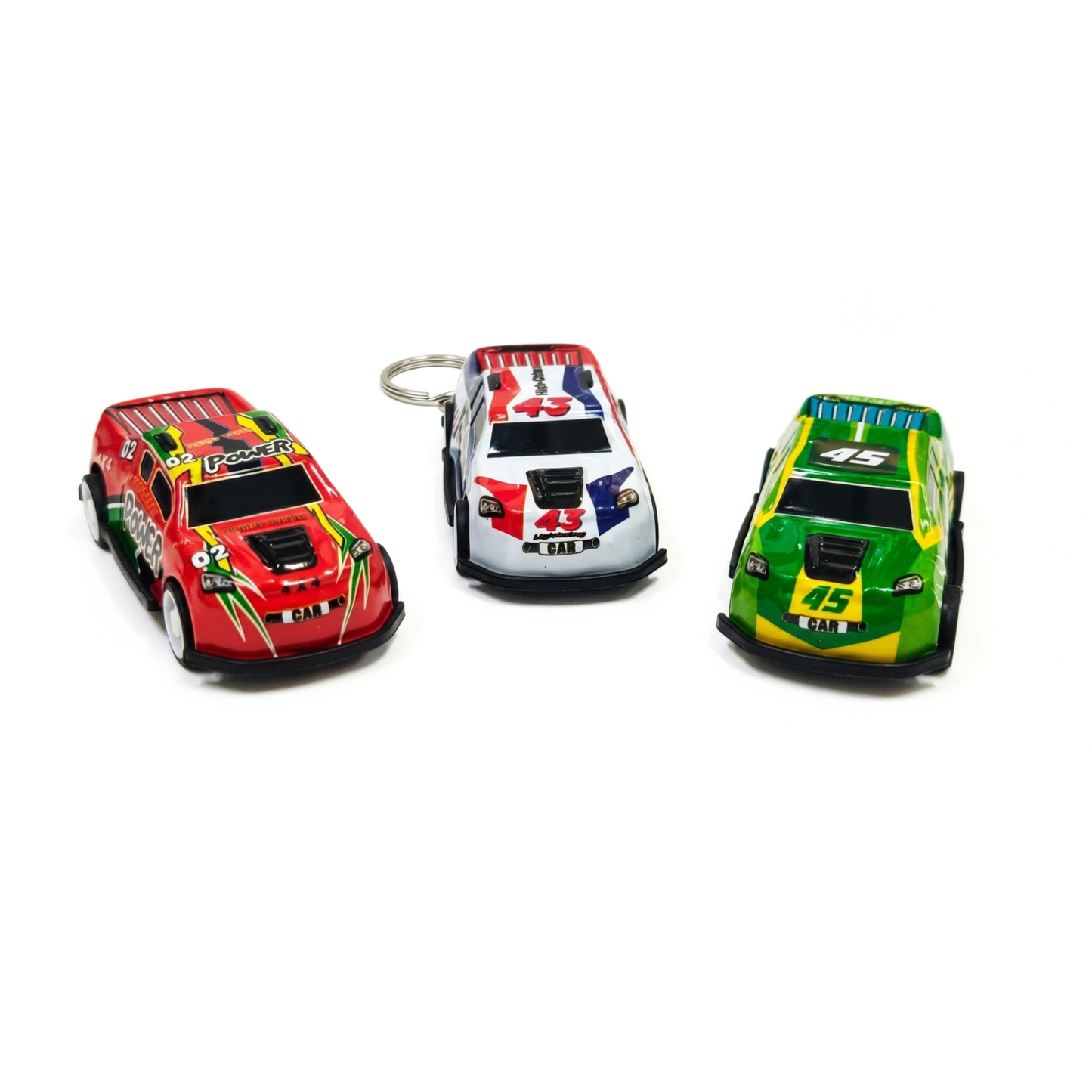 20674 {Pack of 12} Racing Car KeyRings | Pull-back Car KeyChain| Multicolour,Random design & Fast moving Racing Car Toy KeyChain| Keychain for Girls, Boys, Kids