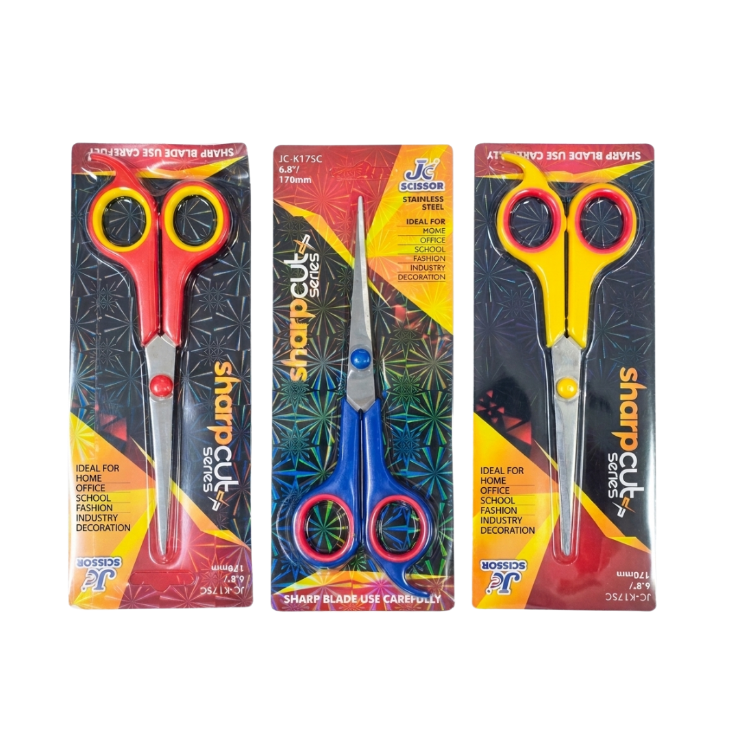 JC-K17SC Plastic Multipurpose Scissors for Home Random Color (170MM)