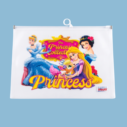 20676 (Pack of 12) Transparent Folder Pouch with Lock  Birthday Return Gifts for Kids | Large Capacity Pencil Bag | Stationery Holder {Random Design}