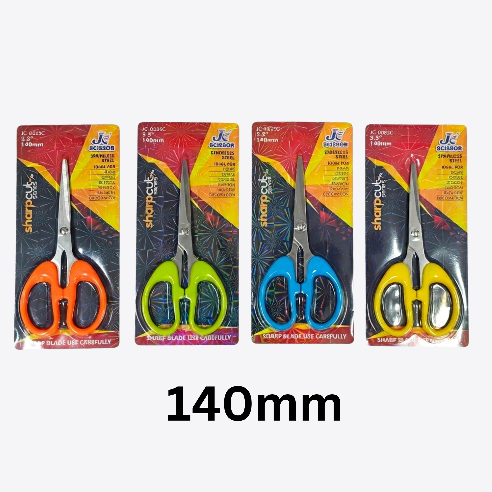 JC 003SC  140 MM {Pack of 12} Sharp Cut Series Scissors {Random Color}