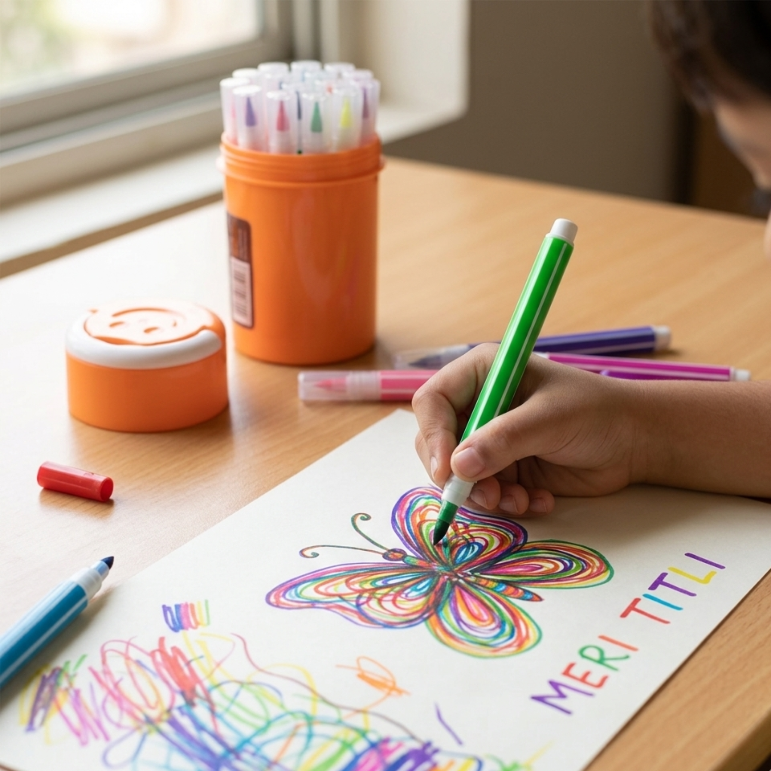 20724  - 12 Colors Washable Sketch Pen Set with Storage Jar | Non-Toxic Drawing Markers for Kids, School & Art Projects