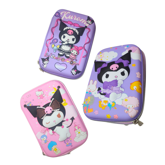 20743 Kuromi 3D EVA Large Pencil Pouch for Girls Big Capacity Stationery Case with Zipper Mesh Pocket & Pen Holders Anime Art EVA Pencil Box {Random Design}