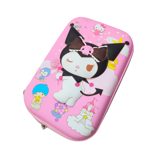 20743 Kuromi 3D EVA Large Pencil Pouch for Girls Big Capacity Stationery Case with Zipper Mesh Pocket & Pen Holders Anime Art EVA Pencil Box {Random Design}