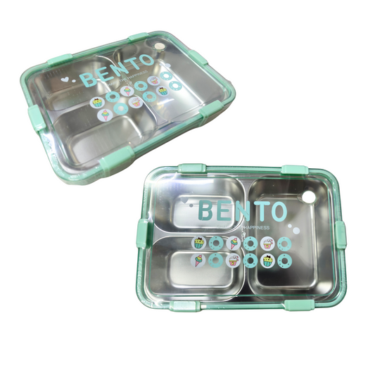 GBR-755   3 Compartment Steeliness Lunch box for Kids {Random Color}
