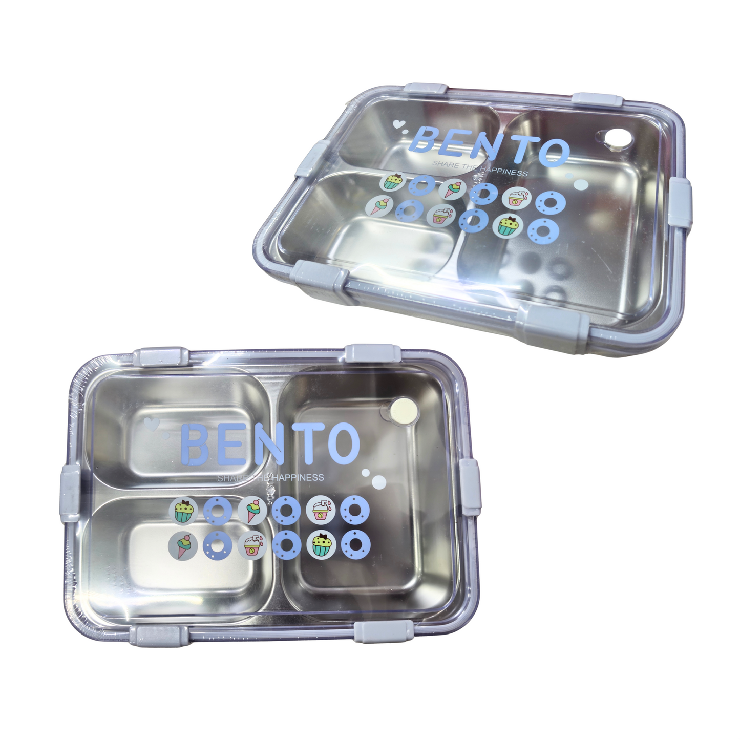 GBR-755   3 Compartment Steeliness Lunch box for Kids {Random Color}
