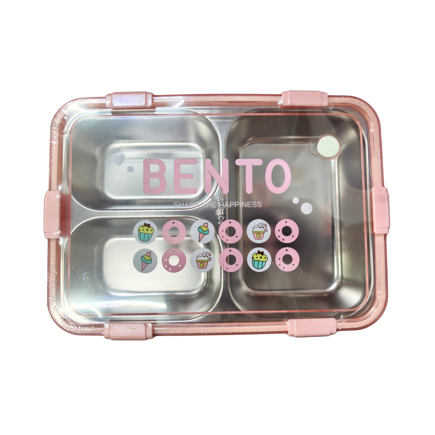 GBR-755   3 Compartment Steeliness Lunch box for Kids {Random Color}