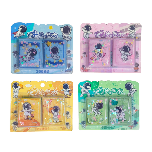 BA-7022 Cute Glitter Mini Diary 2 Set for Kids  Pocket Notebook | Gift for Girls & Boys | Pink Stationery Set {Random Design}