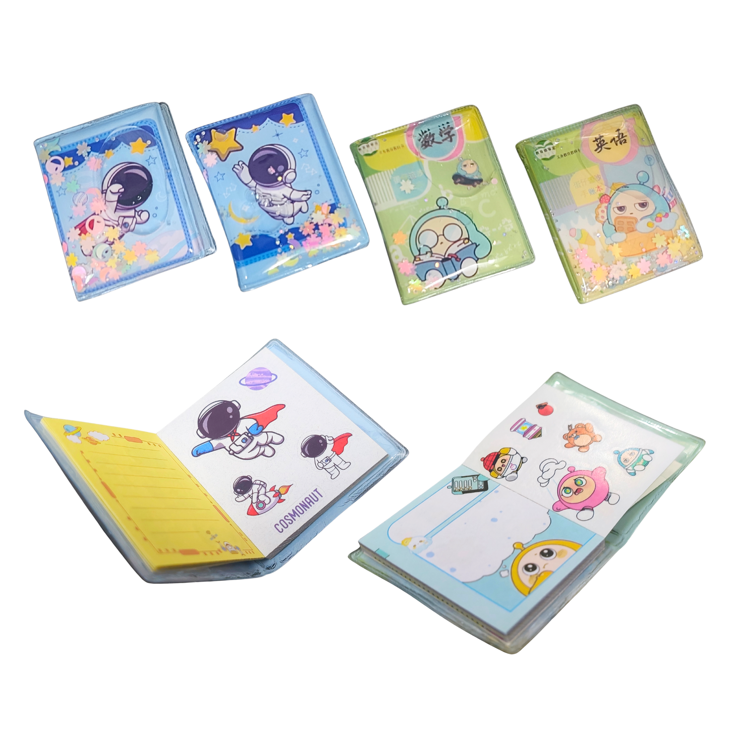 BA-7022 Cute Glitter Mini Diary 2 Set for Kids  Pocket Notebook | Gift for Girls & Boys | Pink Stationery Set {Random Design}