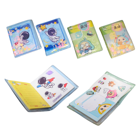 BA-7022 Cute Glitter Mini Diary 2 Set for Kids  Pocket Notebook | Gift for Girls & Boys | Pink Stationery Set {Random Design}