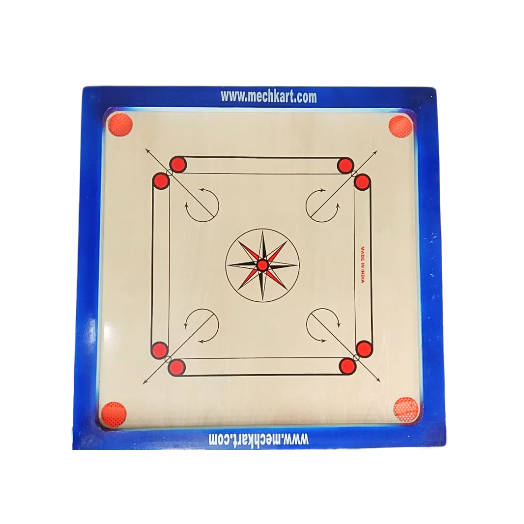 20454 Mechkart Wooden Full Size 26"x26" Matte Finish Carom Board with Coins Striker Powder for Professionals, Adults and Kids Play Game Toy