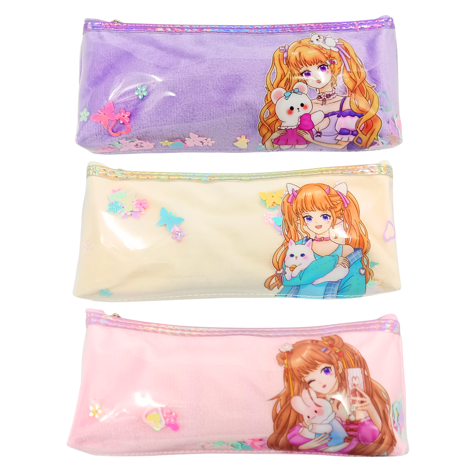 50199 Cute stylish girls Theme Pencil Pouch multicolor