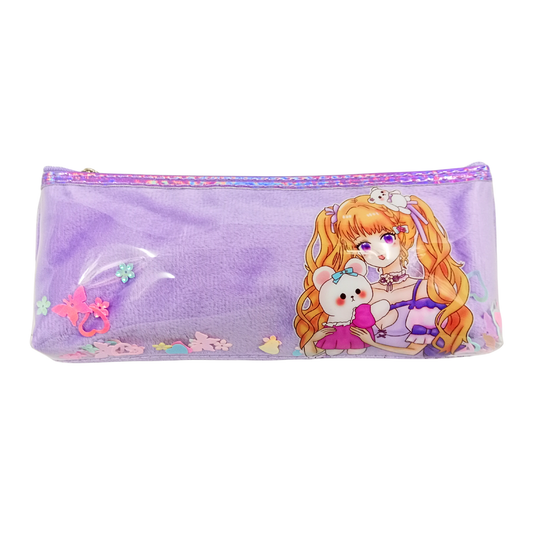 50199 Cute stylish girls Theme Pencil Pouch multicolor