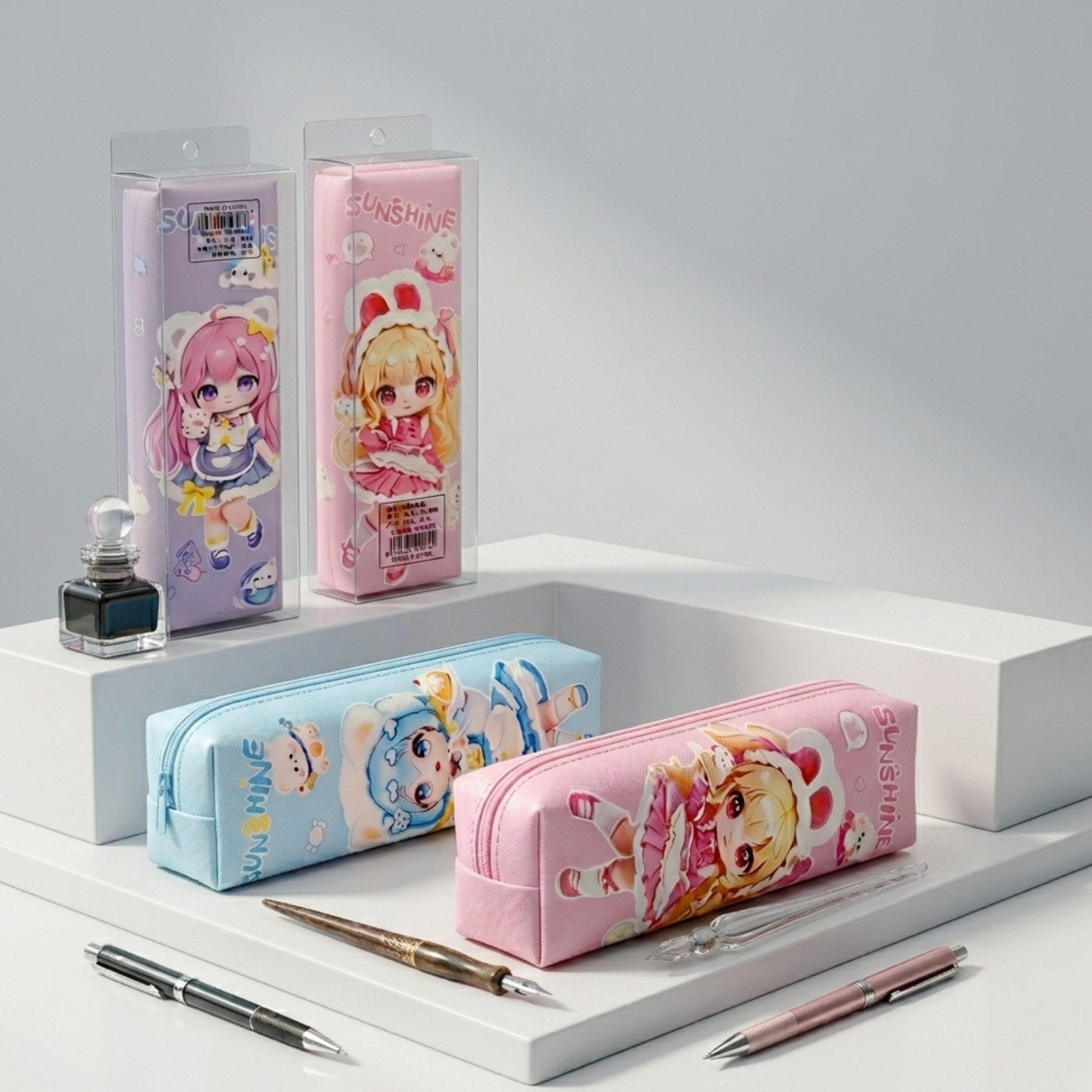 10720 Pencil Pouch for Boys and Girls Pencil Case School Stationery 1 Zipper {Random Design}