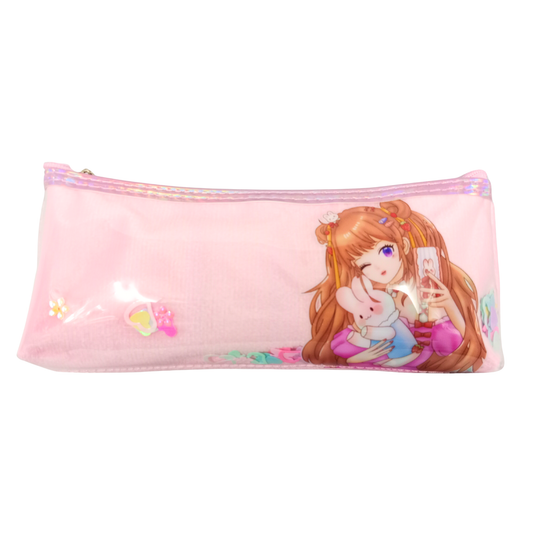 50199 Cute stylish girls Theme Pencil Pouch multicolor