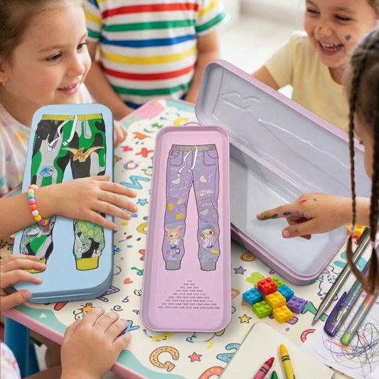 10718 Metal Pencil Box Double Layer Metal Pencil Case for Kids Boys Girls Birthday Return Gift