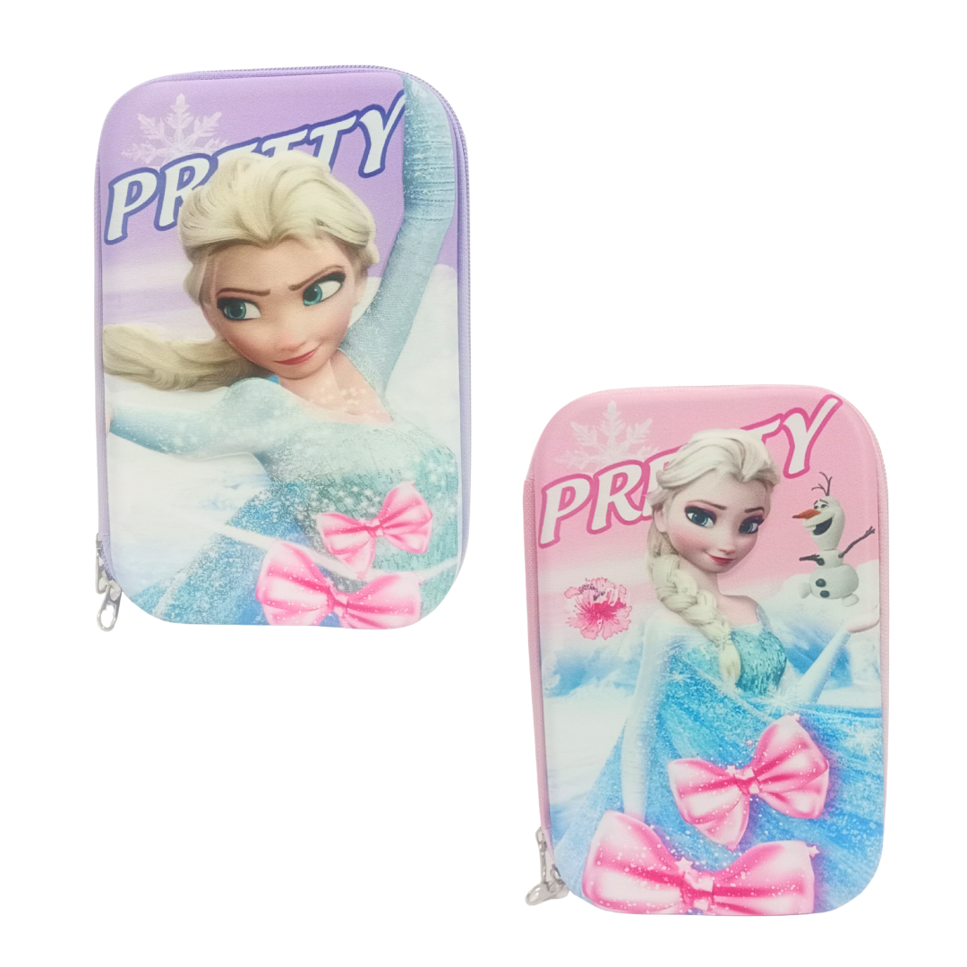 188870 Frozen 3D Embossed EVA Hard Cover Single Compartment Pencil Case Pouch Kids| Large Capacity Cute Stationary, Cosmetic Organizer for Boys Girls School Collage