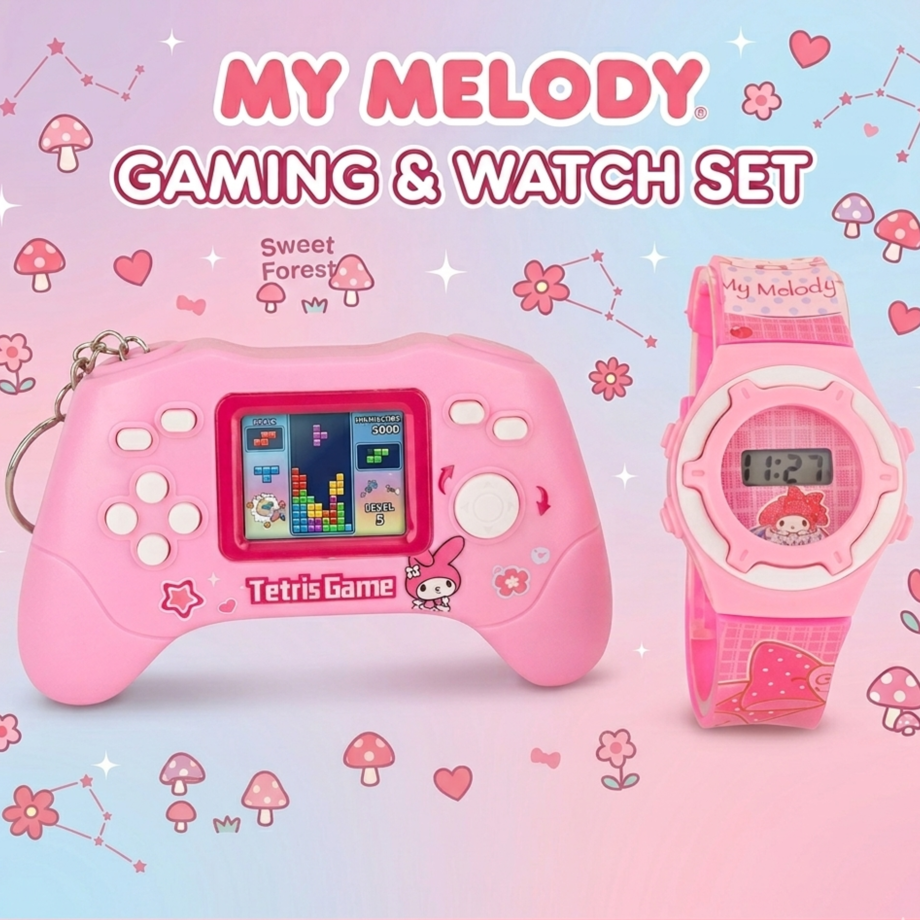20095 Retro Video Game Keychain with Watch for Boys and Girls {Random Color}