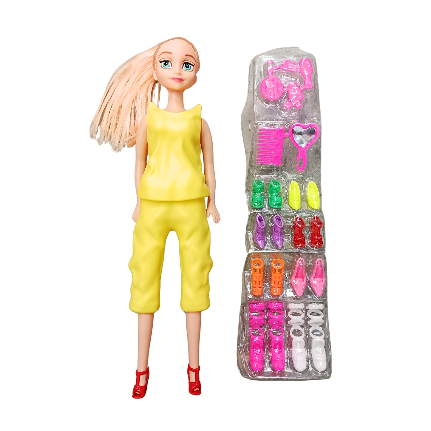 YHY368-87 Cute Fashion Doll Set with Colorful Shoes and Beauty Accessories, Mix and Match Style, for Girls