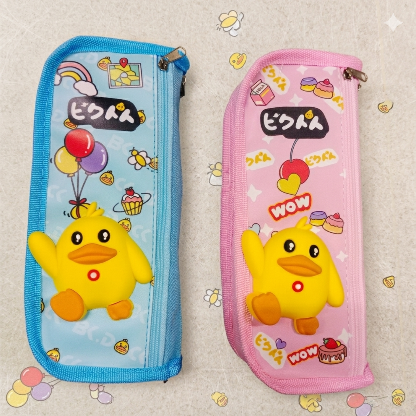 20057 3D Duck Pencil Pouch for Boys and Girls Pencil Case School Stationery 2 Zipper {Random Design}