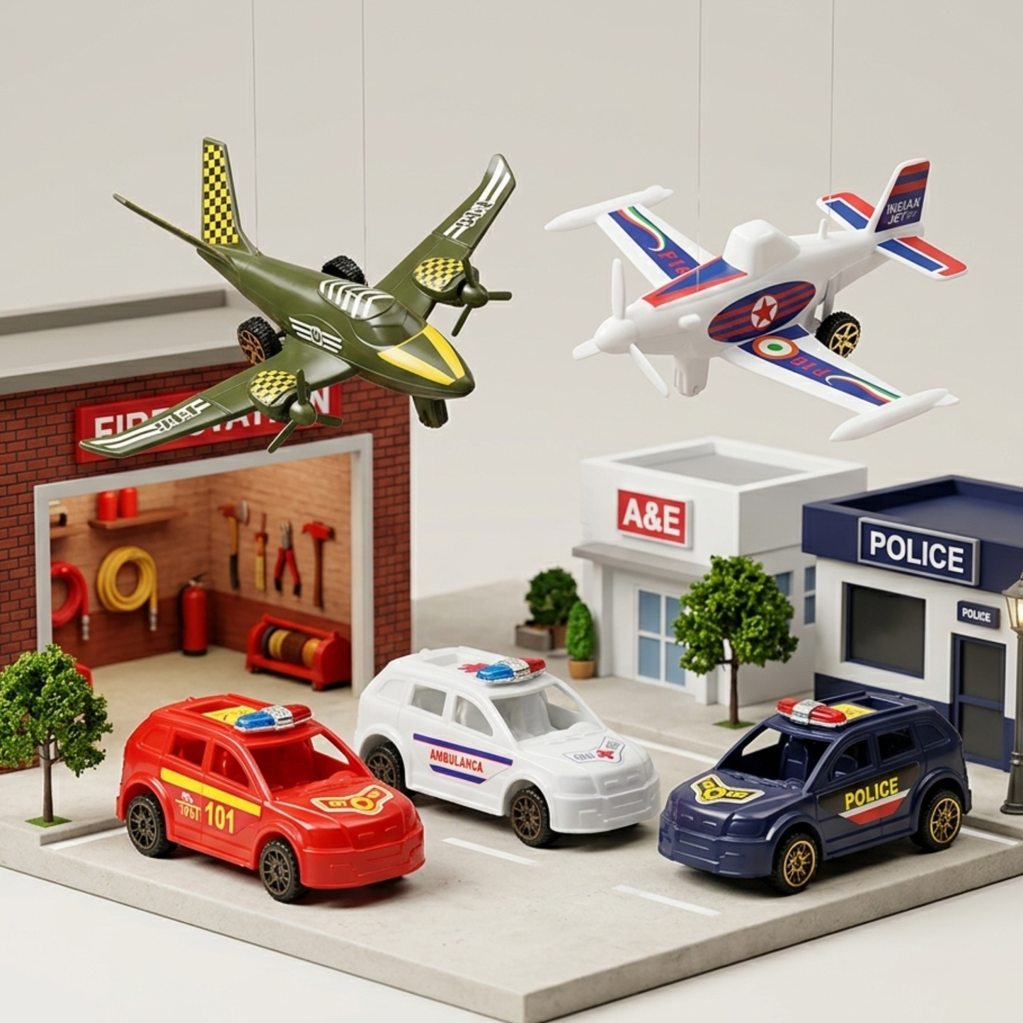 HY-12 Toys Plastic Standard Airport and Car Playset
