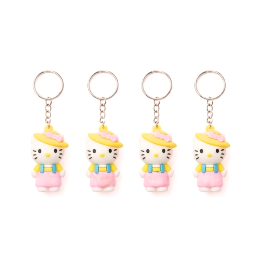 20392 {Pack of 12} Cute Pink Hello Kitty With Pink Bow Hat Lanyard Rubber Multicolour Keychain Lanyard charm Keyring