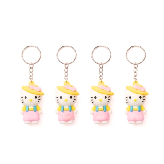 20392 {Pack of 12} Cute Pink Hello Kitty With Pink Bow Hat Lanyard Rubber Multicolour Keychain Lanyard charm Keyring