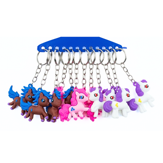 20394 {12 Pcs} Unicorn Key Ring for Girls - Silicone Toy and Charm for Bag/Door/Car
