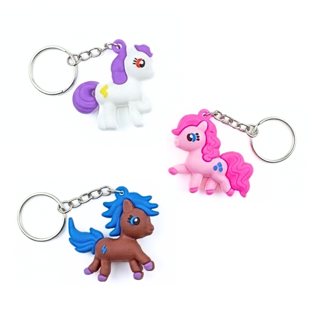 20394 {12 Pcs} Unicorn Key Ring for Girls - Silicone Toy and Charm for Bag/Door/Car