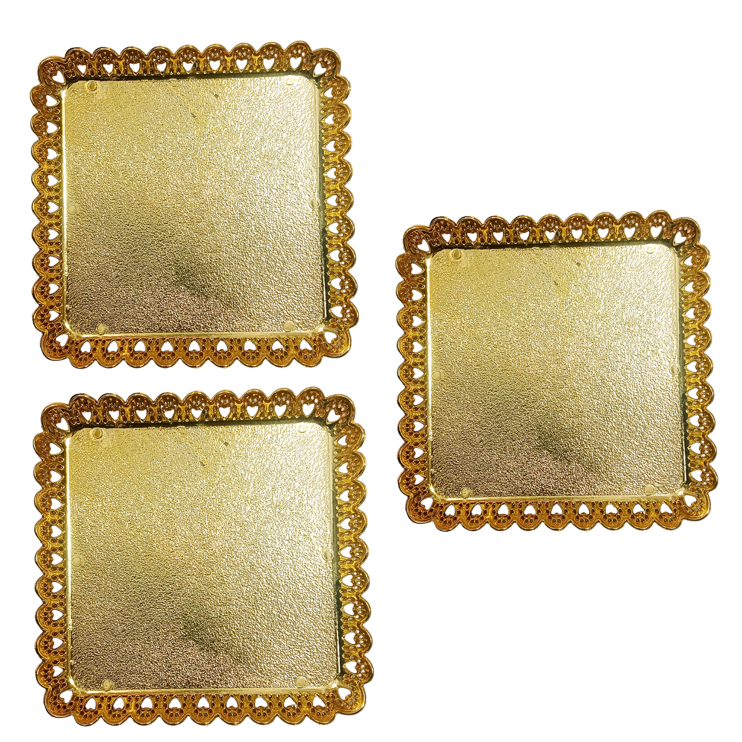 10977 Plastic Decorative Golden Thali {Pack of 3}