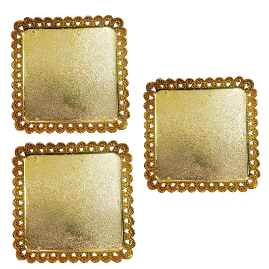 10977 Plastic Decorative Golden Thali {Pack of 3}