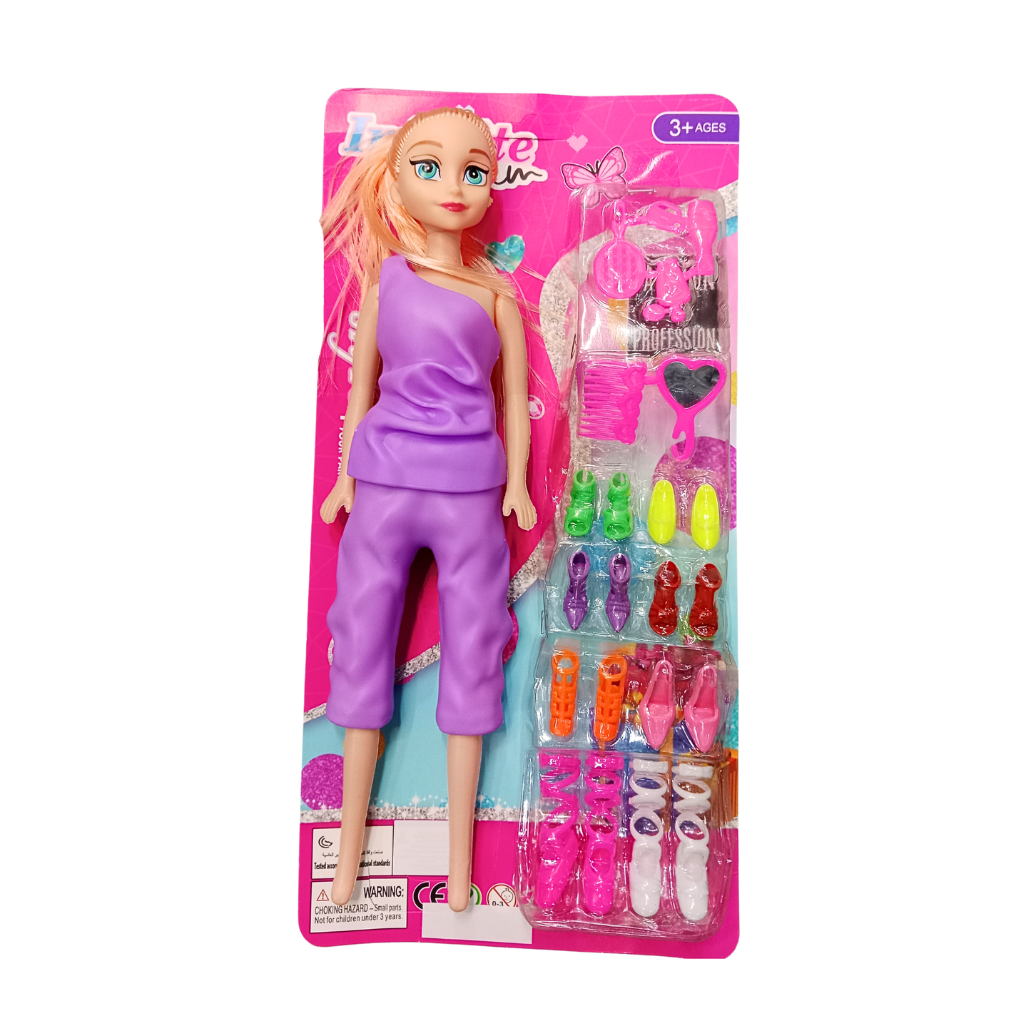 YHY368-87 Cute Fashion Doll Set with Colorful Shoes and Beauty Accessories, Mix and Match Style, for Girls