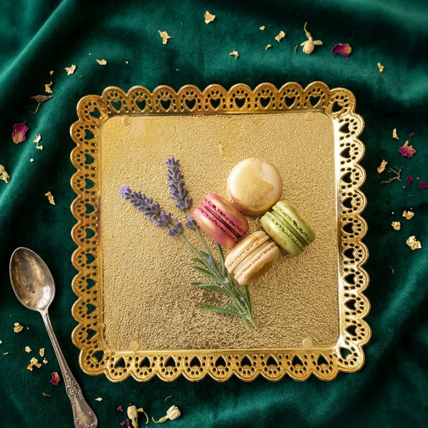 10977 Plastic Decorative Golden Thali {Pack of 3}