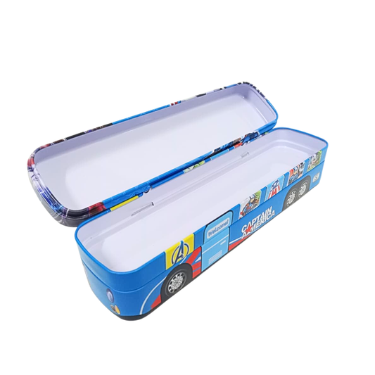 1881236 Metal Pencil Box for Girls and Boys Stylish School Bus ans Train Geometry Box for Boys, Pencil Box Set Toys