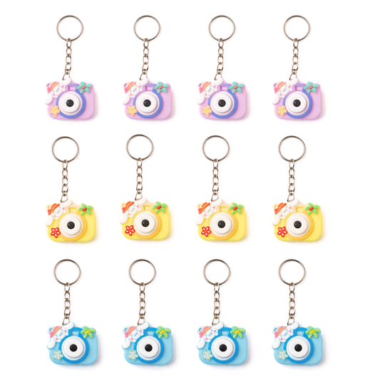 20383 {Pack of 12} Cute Silicone material Kuromi Character camera deisgn Keychains for kids
