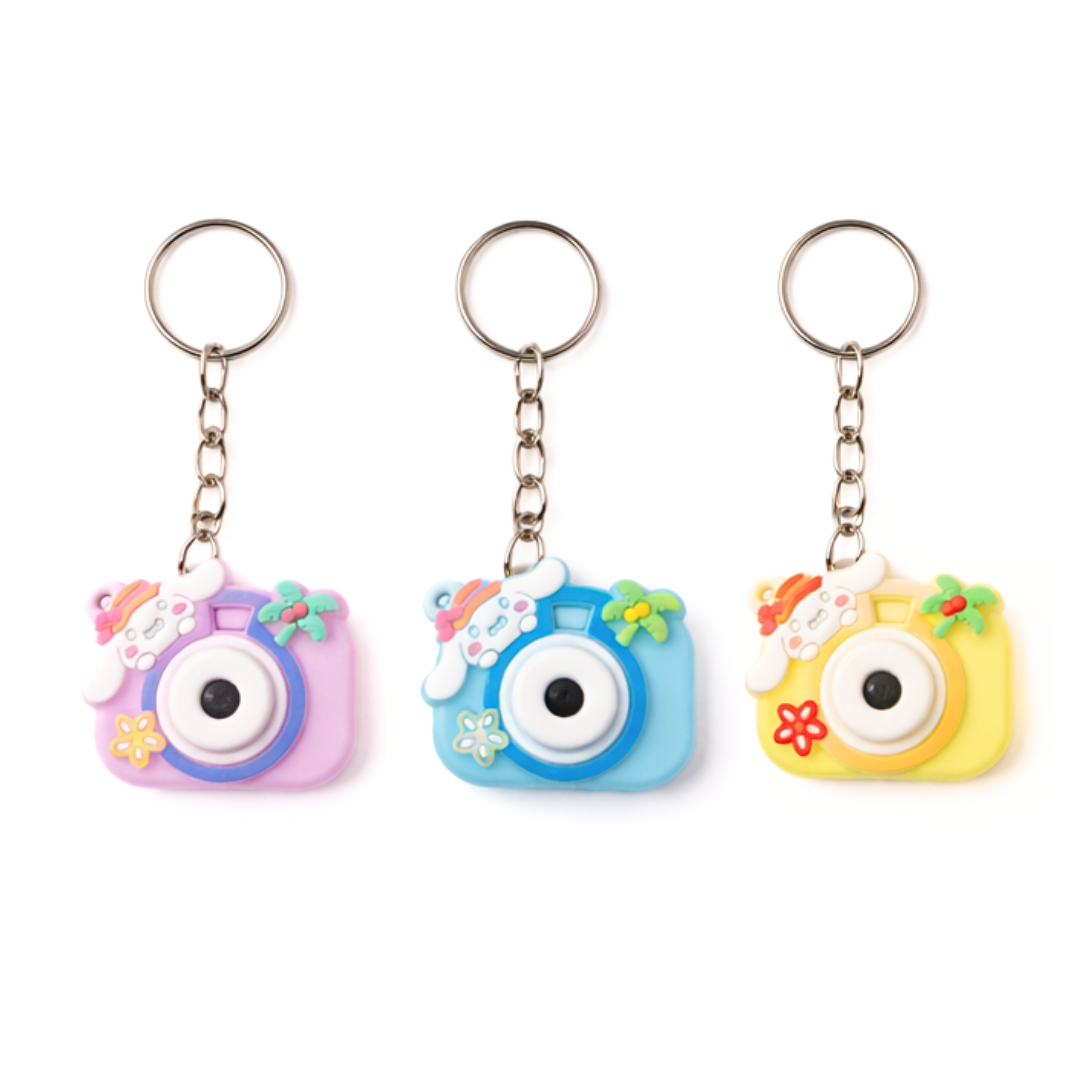 20383 {Pack of 12} Cute Silicone material Kuromi Character camera deisgn Keychains for kids