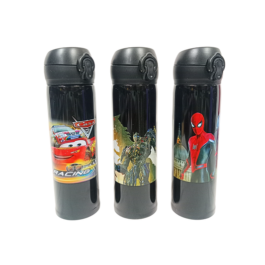 T29606 Stainless Steel Flask | Water Bottle | Cartoon Theme Steel Bottle | Durable Flask for School, Gym, and Travel| Random Color(500 ml)