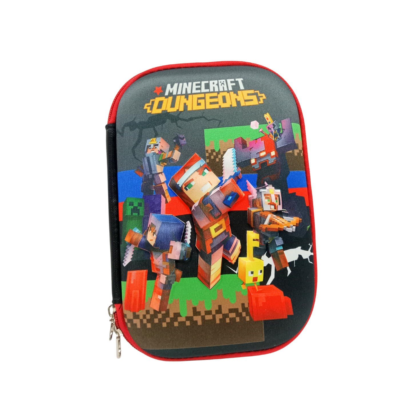 199136 Minecraft Cartoon Pencil Box | Multi-Pocket School Pouch for Boys & Girls