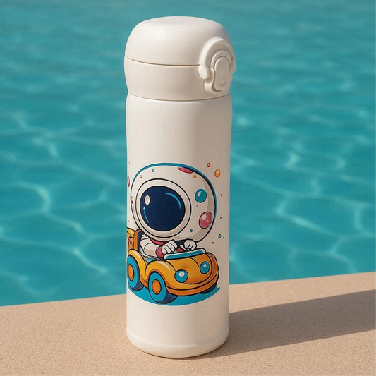 T29606 Stainless Steel Flask | Water Bottle | Cartoon Theme Steel Bottle | Durable Flask for School, Gym, and Travel| Random Color(500 ml)