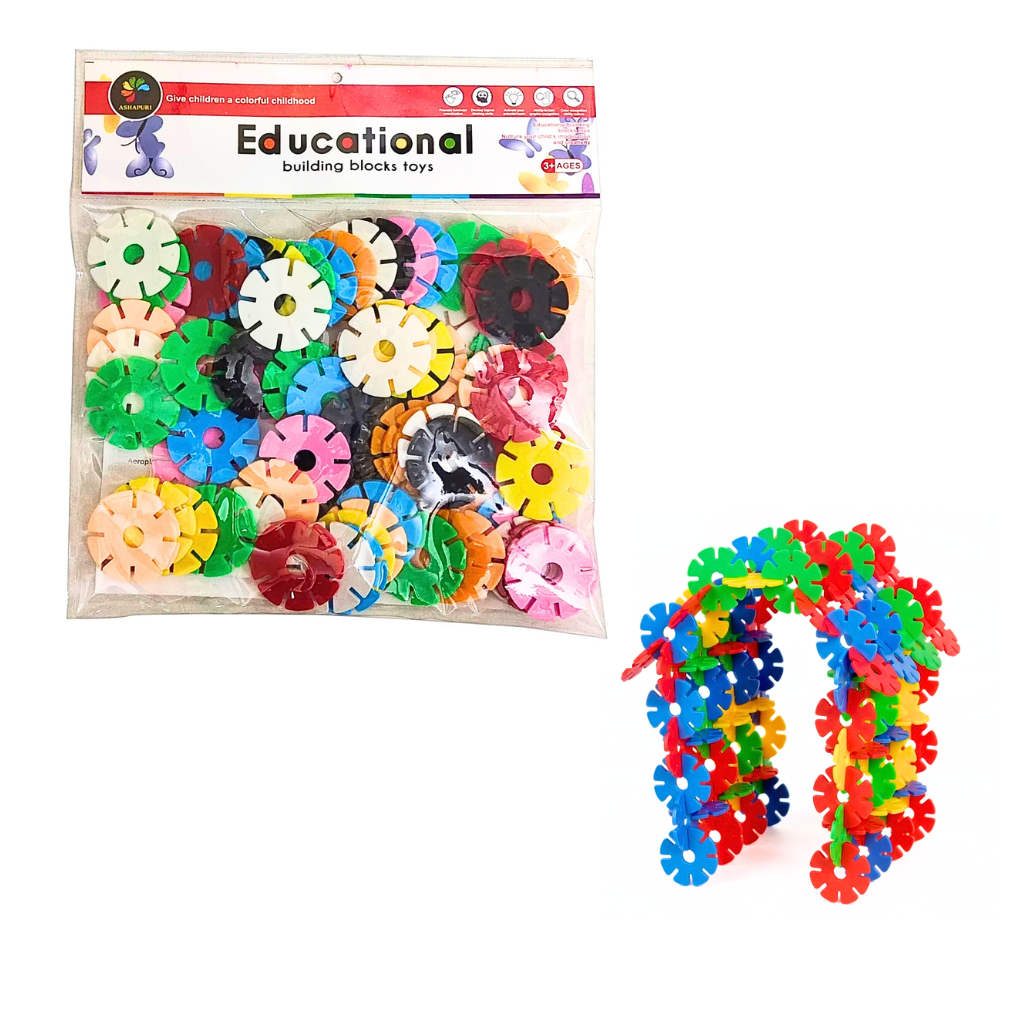 0502 Crafts Snowflakes Blocks, Stem Blocks, Educational Construction Snowflakes Blocks for Kids Colorful Snowflakes Building Blocks Toys