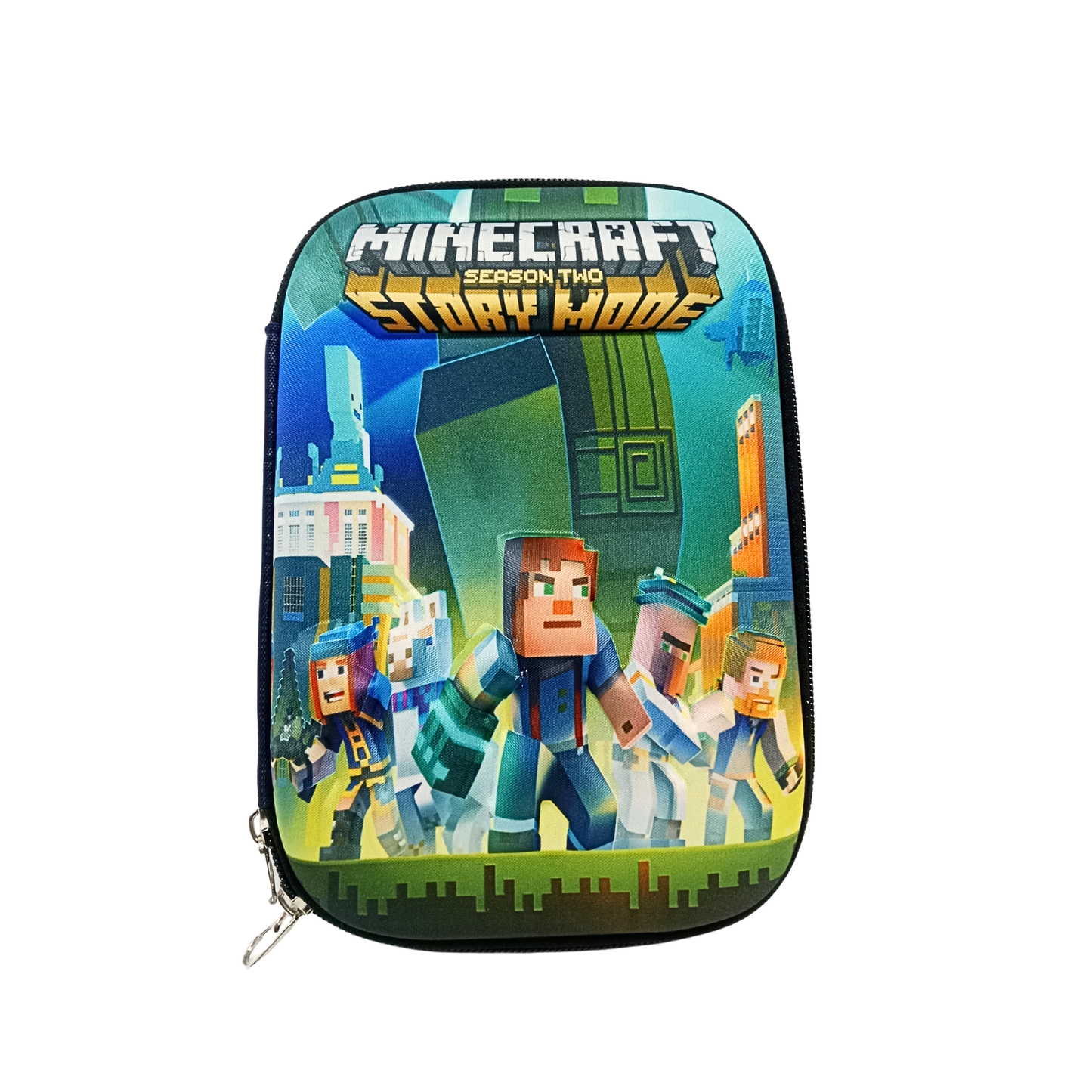 199136 Minecraft Cartoon Pencil Box | Multi-Pocket School Pouch for Boys & Girls