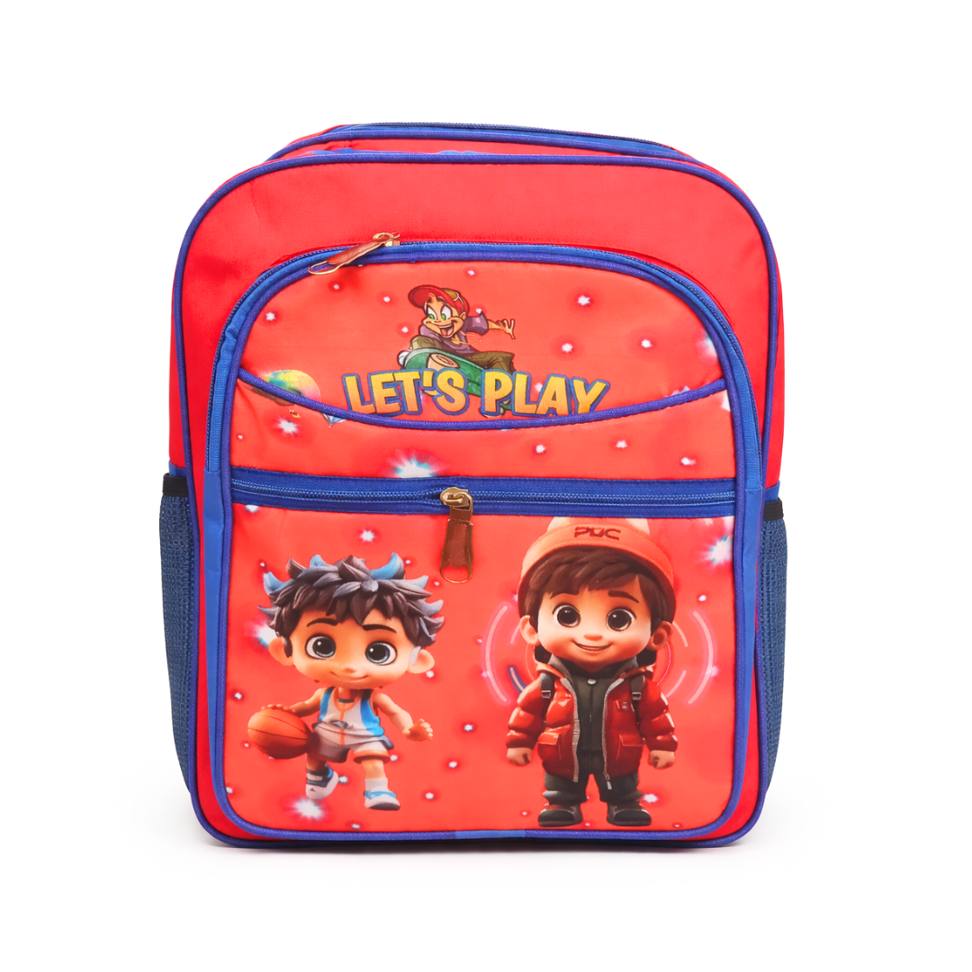 10610 School Bag for Boy & Girl & Cartoon Printed 4 Compartment {Random Design}