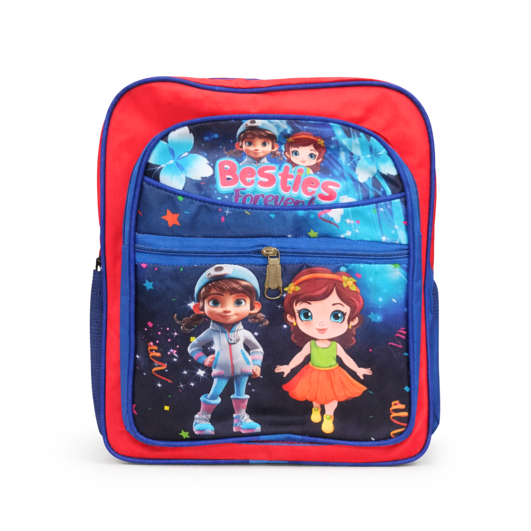 10610 School Bag for Boy & Girl & Cartoon Printed 4 Compartment {Random Design}