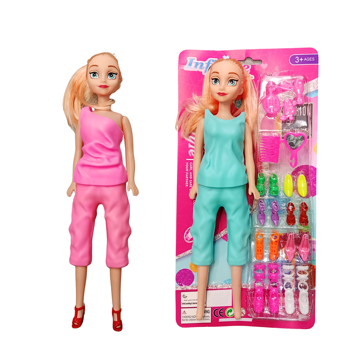 YHY368-87 Cute Fashion Doll Set with Colorful Shoes and Beauty Accessories, Mix and Match Style, for Girls