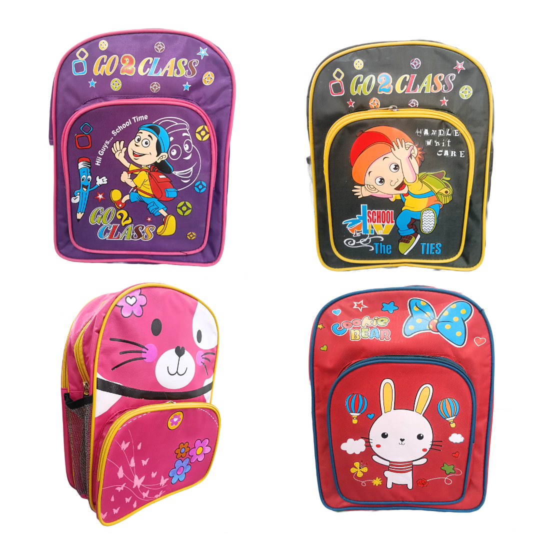 20411 Cartoon Printed Bag for Kids {2 Compartment} Size=36*27*15 Cm {Random Color}