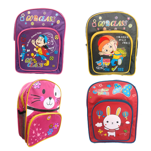 20411 Cartoon Printed Bag for Kids {2 Compartment} Size=36*27*15 Cm {Random Color}