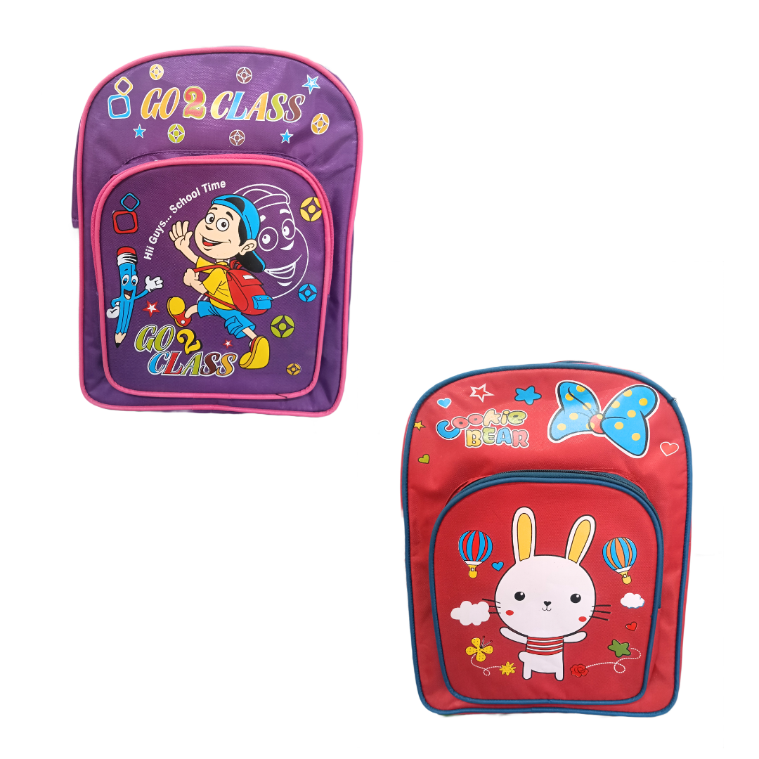 20411 Cartoon Printed Bag for Kids {2 Compartment} Size=36*27*15 Cm {Random Color}