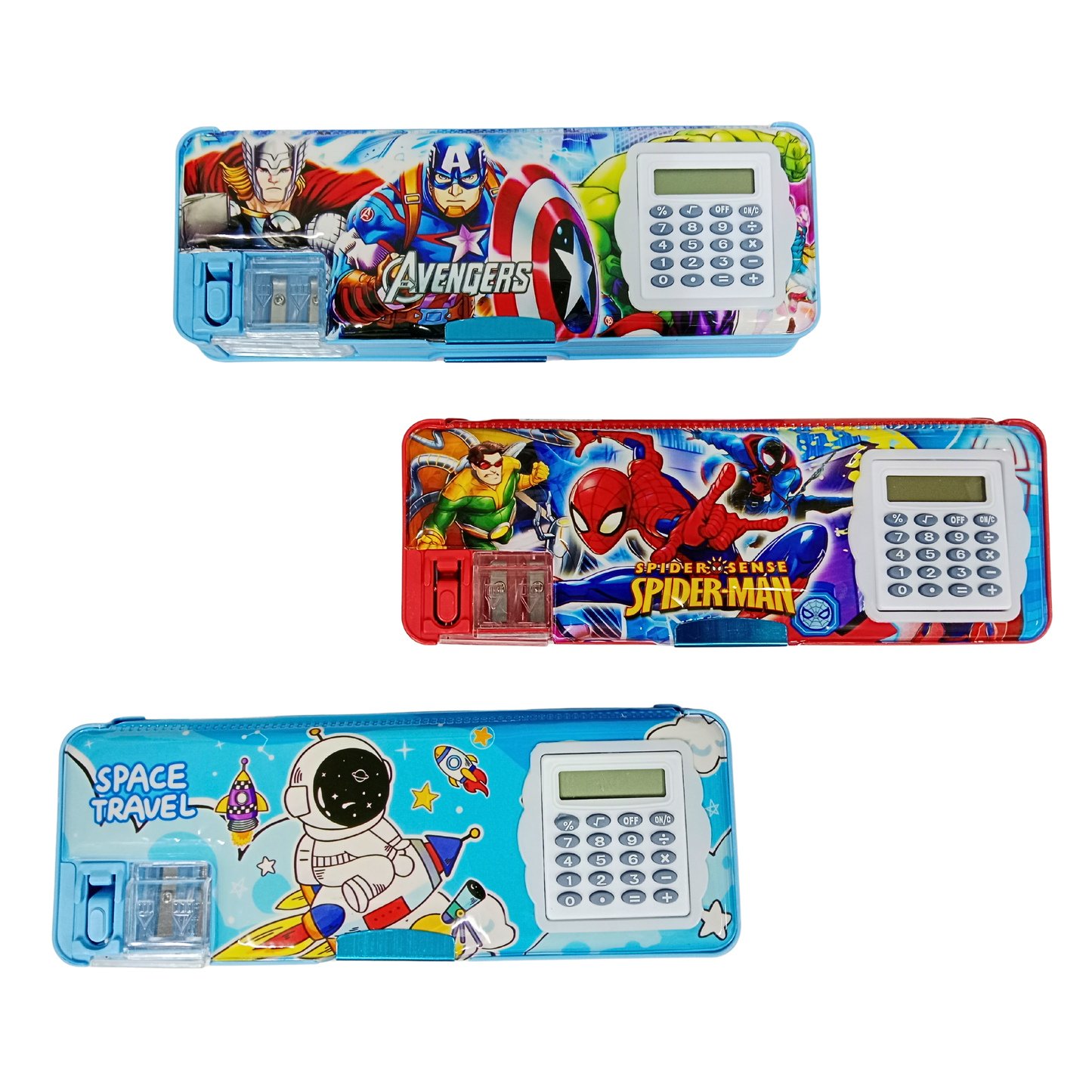 20439 Magnetic Pencil Box with Calculator & Dual Sharpener for Boys {Random Design}